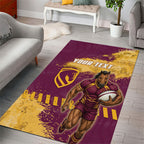 Personalised Brisbane Broncos Rugby Area Rug Bronx Mascot Grunge Maroon Gold - Sporty Splash Art Style