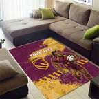 Personalised Brisbane Broncos Rugby Area Rug Bronx Mascot Grunge Maroon Gold - Sporty Splash Art Style