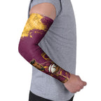 Personalised Brisbane Broncos Rugby Arm Sleeves Bronx Mascot Grunge Maroon Gold - Sporty Splash Art Style