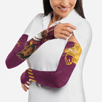 Personalised Brisbane Broncos Rugby Arm Sleeves Bronx Mascot Grunge Maroon Gold - Sporty Splash Art Style