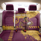 Personalised Brisbane Broncos Rugby Back Car Seat Cover Bronx Mascot Grunge Maroon Gold - Sporty Splash Art Style