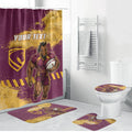 Personalised Brisbane Broncos Rugby Bathroom Set Bronx Mascot Grunge Maroon Gold - Sporty Splash Art Style