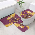 Personalised Brisbane Broncos Rugby Bathroom Set Bronx Mascot Grunge Maroon Gold - Sporty Splash Art Style