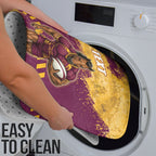 Personalised Brisbane Broncos Rugby Bathroom Set Bronx Mascot Grunge Maroon Gold - Sporty Splash Art Style