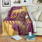 Personalised Brisbane Broncos Rugby Blanket Bronx Mascot Grunge Maroon Gold - Sporty Splash Art Style