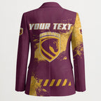 Personalised Brisbane Broncos Rugby Blazer Bronx Mascot Grunge Maroon Gold - Sporty Splash Art Style