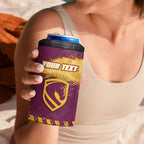 Personalised Brisbane Broncos Rugby 4 in 1 Can Cooler Tumbler Bronx Mascot Grunge Maroon Gold - Sporty Splash Art Style