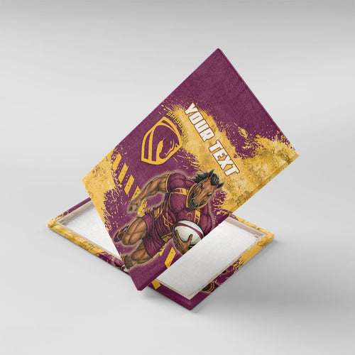 Personalised Brisbane Broncos Rugby Canvas Wall Art Bronx Mascot Grunge Maroon Gold - Sporty Splash Art Style