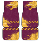 Personalised Brisbane Broncos Rugby Car Mats Bronx Mascot Grunge Maroon Gold - Sporty Splash Art Style