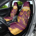 Personalised Brisbane Broncos Rugby Car Seat Cover Bronx Mascot Grunge Maroon Gold - Sporty Splash Art Style