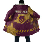 Personalised Brisbane Broncos Rugby Cloak Bronx Mascot Grunge Maroon Gold - Sporty Splash Art Style