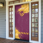 Personalised Brisbane Broncos Rugby Door Cover Bronx Mascot Grunge Maroon Gold - Sporty Splash Art Style