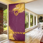 Personalised Brisbane Broncos Rugby Door Cover Bronx Mascot Grunge Maroon Gold - Sporty Splash Art Style