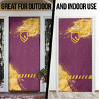 Personalised Brisbane Broncos Rugby Door Cover Bronx Mascot Grunge Maroon Gold - Sporty Splash Art Style