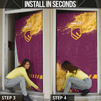 Personalised Brisbane Broncos Rugby Door Cover Bronx Mascot Grunge Maroon Gold - Sporty Splash Art Style
