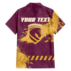 Personalised Brisbane Broncos Rugby Family Matching Puletasi and Hawaiian Shirt Bronx Mascot Grunge Maroon Gold - Sporty Splash Art Style