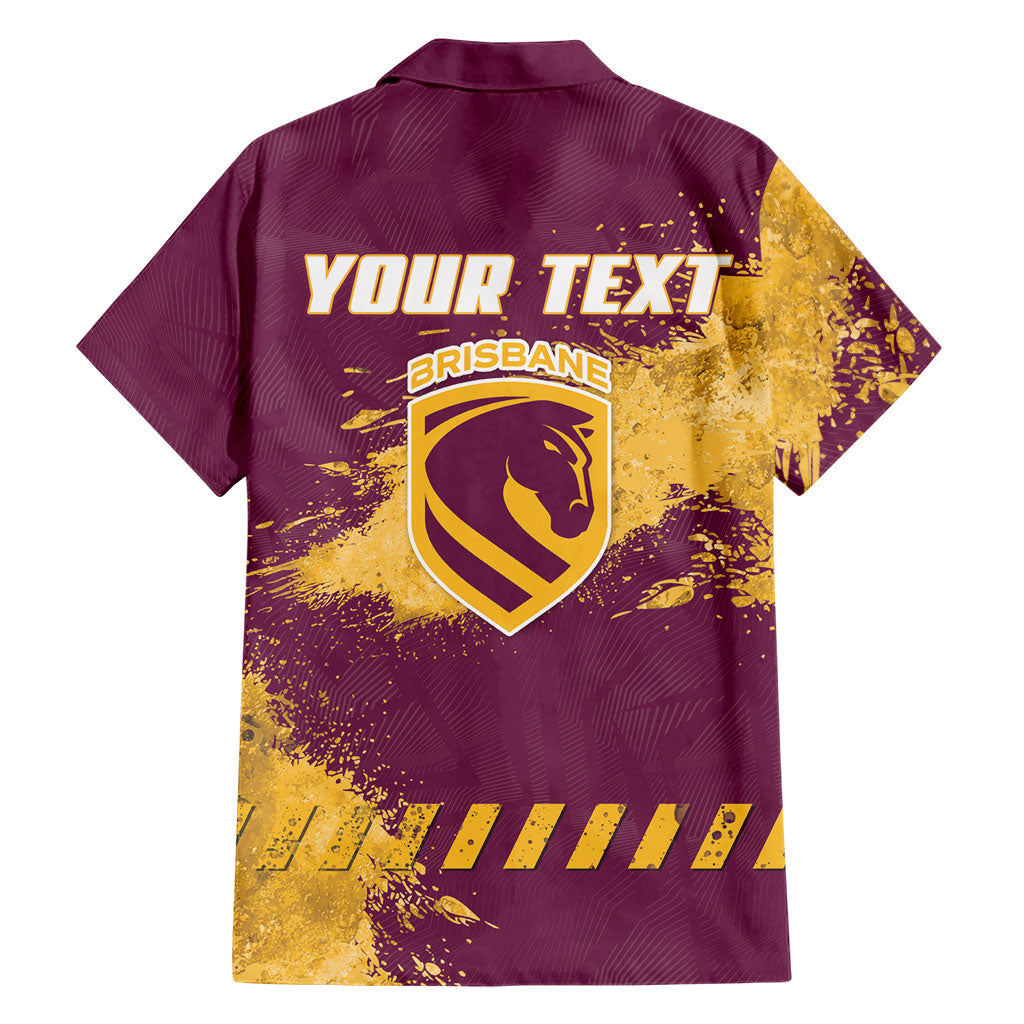 Personalised Brisbane Broncos Rugby Family Matching Puletasi and Hawaiian Shirt Bronx Mascot Grunge Maroon Gold - Sporty Splash Art Style