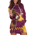 Personalised Brisbane Broncos Rugby Hoodie Dress Bronx Mascot Grunge Maroon Gold - Sporty Splash Art Style