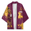 Personalised Brisbane Broncos Rugby Kimono Bronx Mascot Grunge Maroon Gold - Sporty Splash Art Style