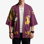 Personalised Brisbane Broncos Rugby Kimono Bronx Mascot Grunge Maroon Gold - Sporty Splash Art Style