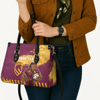 Personalised Brisbane Broncos Rugby Leather Bag Bronx Mascot Grunge Maroon Gold - Sporty Splash Art Style