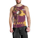 Personalised Brisbane Broncos Rugby Men Tank Top Bronx Mascot Grunge Maroon Gold - Sporty Splash Art Style