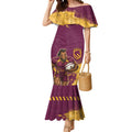 Personalised Brisbane Broncos Rugby Mermaid Dress Bronx Mascot Grunge Maroon Gold - Sporty Splash Art Style