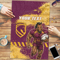 Personalised Brisbane Broncos Rugby Puzzle Bronx Mascot Grunge Maroon Gold - Sporty Splash Art Style