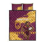 Personalised Brisbane Broncos Rugby Quilt Bed Set Bronx Mascot Grunge Maroon Gold - Sporty Splash Art Style