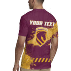 Personalised Brisbane Broncos Rugby Rugby Jersey Bronx Mascot Grunge Maroon Gold - Sporty Splash Art Style