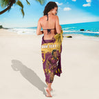 Personalised Brisbane Broncos Rugby Sarong Bronx Mascot Grunge Maroon Gold - Sporty Splash Art Style