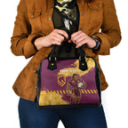Personalised Brisbane Broncos Rugby Shoulder Handbag Bronx Mascot Grunge Maroon Gold - Sporty Splash Art Style