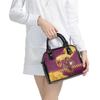 Personalised Brisbane Broncos Rugby Shoulder Handbag Bronx Mascot Grunge Maroon Gold - Sporty Splash Art Style