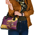 Personalised Brisbane Broncos Rugby Shoulder Handbag Bronx Mascot Grunge Maroon Gold - Sporty Splash Art Style