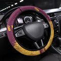 Brisbane Broncos Rugby Steering Wheel Cover Bronx Mascot Grunge Maroon Gold - Sporty Splash Art Style