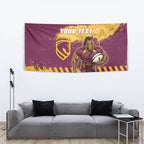 Personalised Brisbane Broncos Rugby Tapestry Bronx Mascot Grunge Maroon Gold - Sporty Splash Art Style