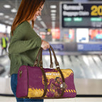 Personalised Brisbane Broncos Rugby Travel Bag Bronx Mascot Grunge Maroon Gold - Sporty Splash Art Style