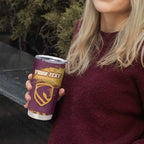 Personalised Brisbane Broncos Rugby Tumbler Cup Bronx Mascot Grunge Maroon Gold - Sporty Splash Art Style