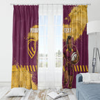 Personalised Brisbane Broncos Rugby Window Curtain Bronx Mascot Grunge Maroon Gold - Sporty Splash Art Style