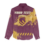 Personalised Brisbane Broncos Rugby Women Casual Shirt Bronx Mascot Grunge Maroon Gold - Sporty Splash Art Style