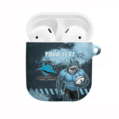 Personalised Cronulla Sutherland Sharks Rugby AirPods Case Sharkies Mascot - Sporty Splash Art Style