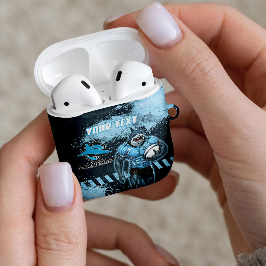 Personalised Cronulla Sutherland Sharks Rugby AirPods Case Sharkies Mascot - Sporty Splash Art Style