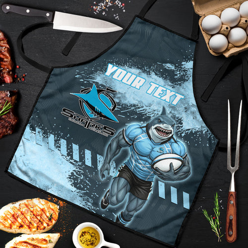 Personalised Cronulla Sutherland Sharks Rugby Apron Sharkies Mascot - Sporty Splash Art Style