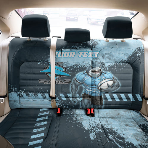 Personalised Cronulla Sutherland Sharks Rugby Back Car Seat Cover Sharkies Mascot - Sporty Splash Art Style
