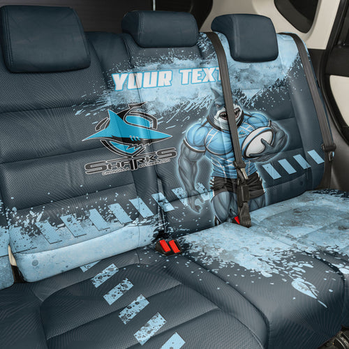 Personalised Cronulla Sutherland Sharks Rugby Back Car Seat Cover Sharkies Mascot - Sporty Splash Art Style