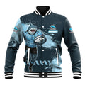 Personalised Cronulla Sutherland Sharks Rugby Baseball Jacket Sharkies Mascot - Sporty Splash Art Style