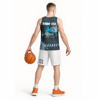 Personalised Cronulla Sutherland Sharks Rugby Basketball Jersey Sharkies Mascot - Sporty Splash Art Style