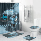 Personalised Cronulla Sutherland Sharks Rugby Bathroom Set Sharkies Mascot - Sporty Splash Art Style