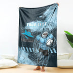 Personalised Cronulla Sutherland Sharks Rugby Blanket Sharkies Mascot - Sporty Splash Art Style