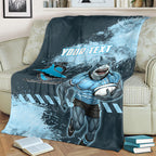 Personalised Cronulla Sutherland Sharks Rugby Blanket Sharkies Mascot - Sporty Splash Art Style